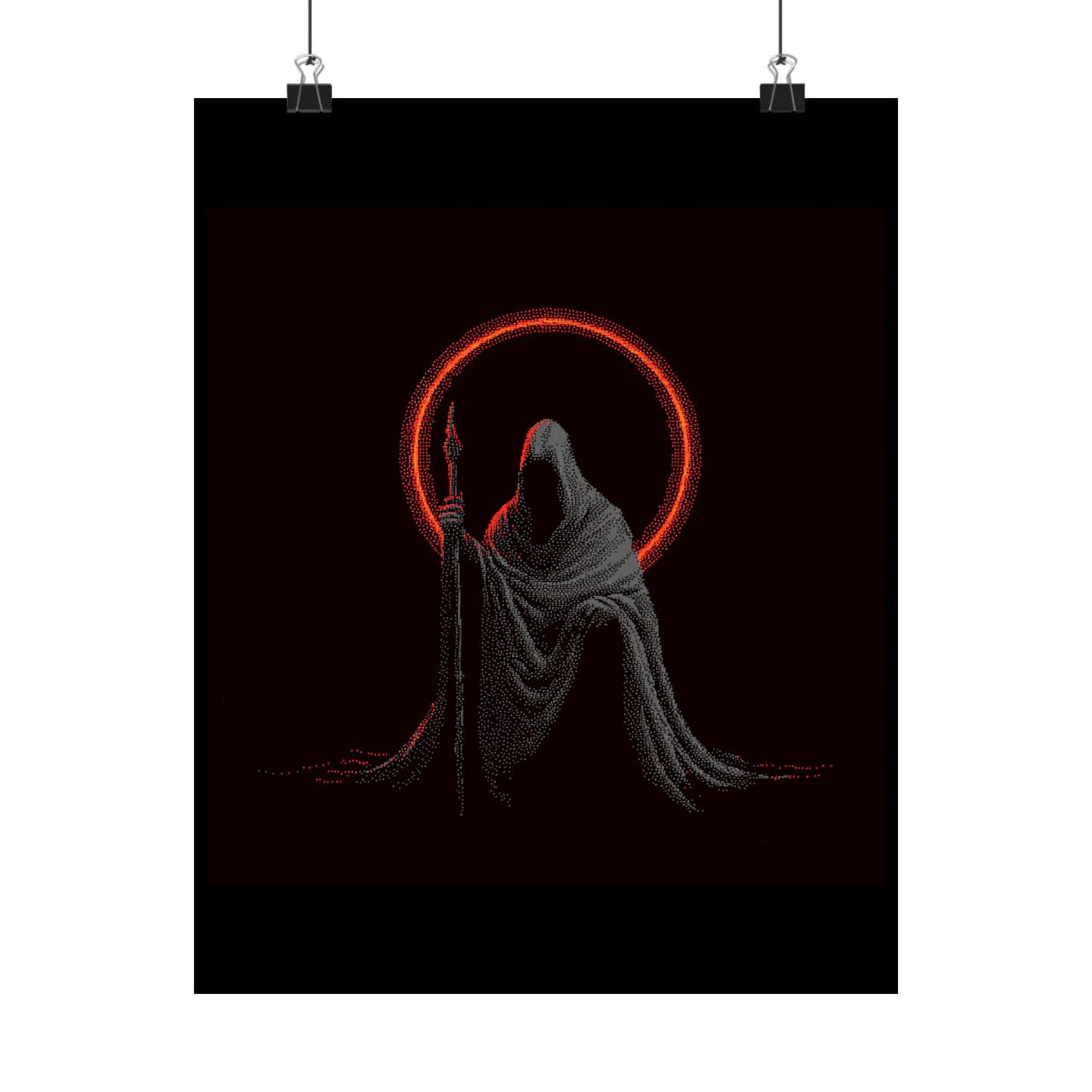Eerie Matte Vertical Poster of Cloaked Figure, Dark Art Print, Gothic Wall Decor, Halloween Decor, Unique Gift Idea