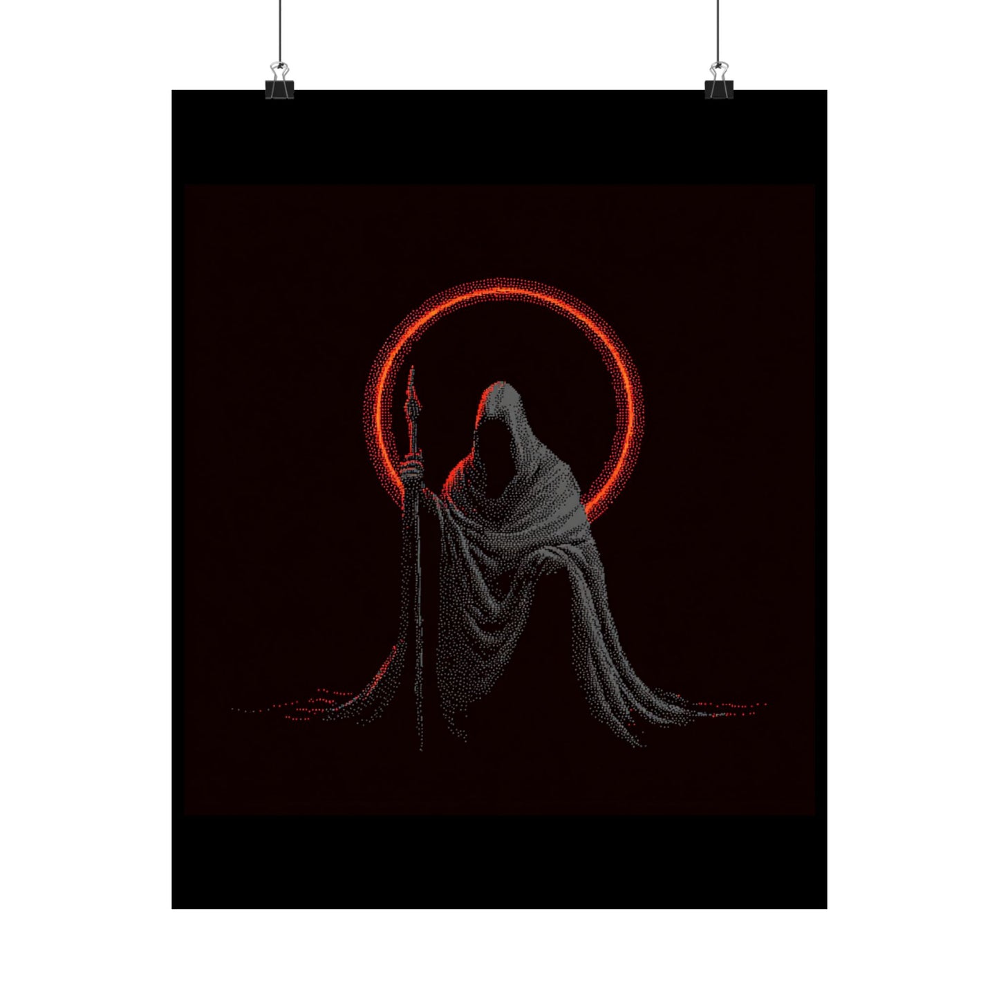 Eerie Matte Vertical Poster of Cloaked Figure, Dark Art Print, Gothic Wall Decor, Halloween Decor, Unique Gift Idea
