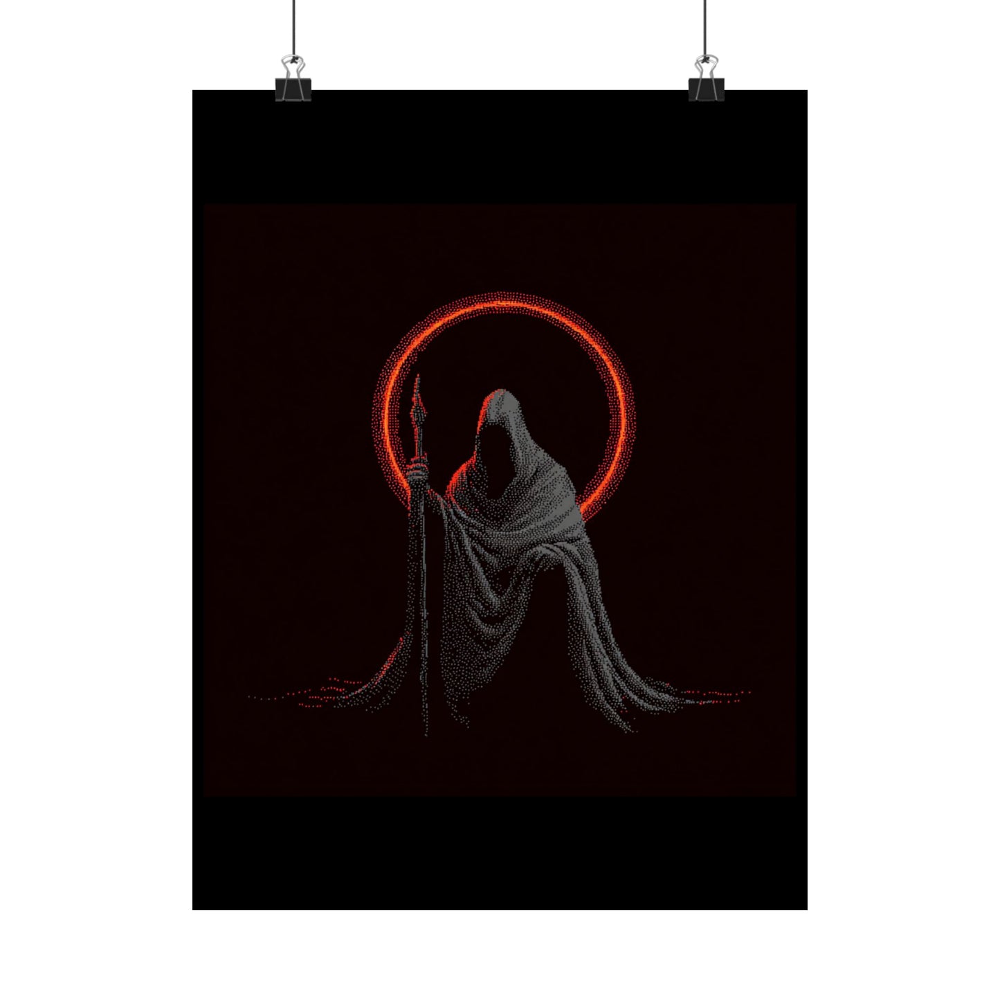 Eerie Matte Vertical Poster of Cloaked Figure, Dark Art Print, Gothic Wall Decor, Halloween Decor, Unique Gift Idea