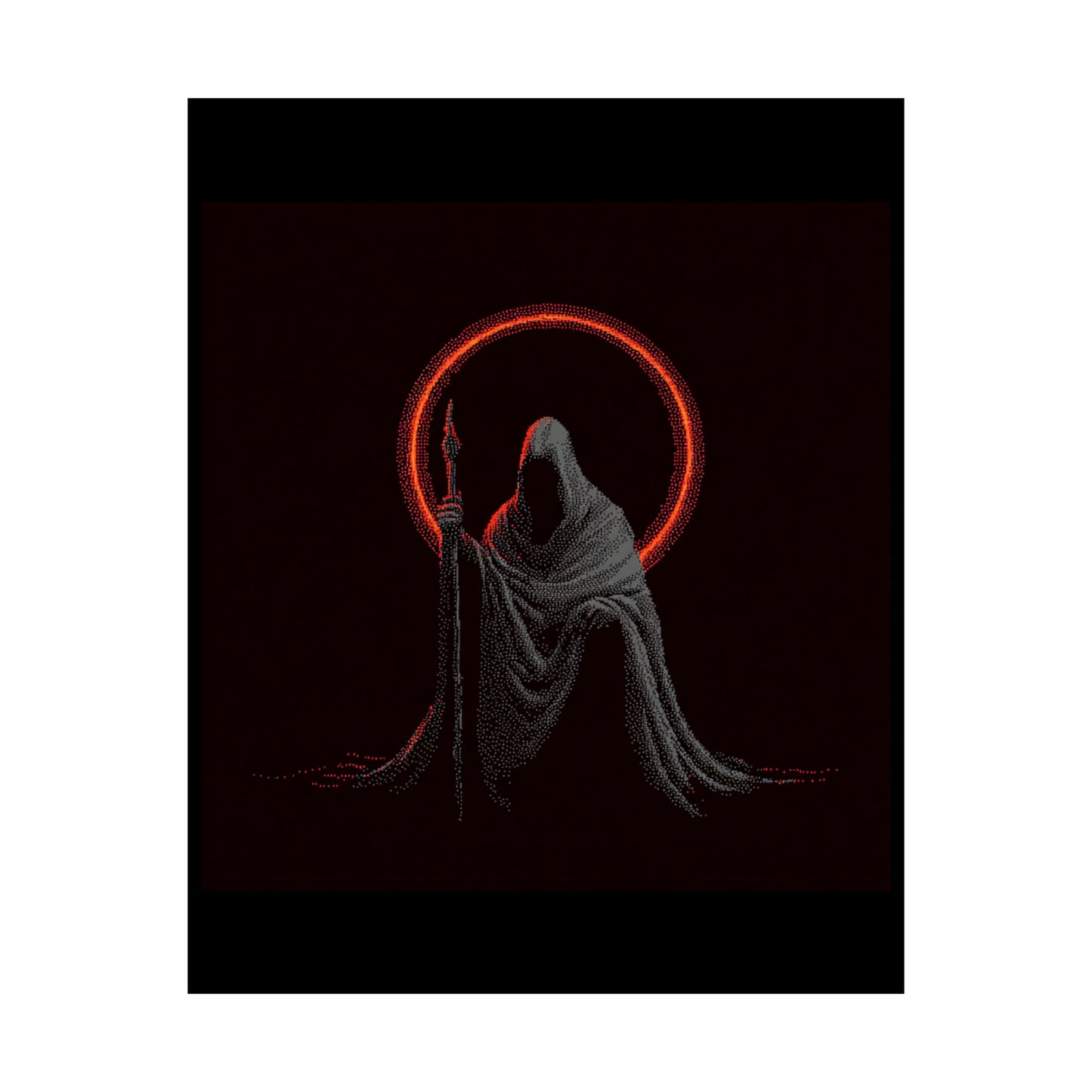 Eerie Matte Vertical Poster of Cloaked Figure, Dark Art Print, Gothic Wall Decor, Halloween Decor, Unique Gift Idea