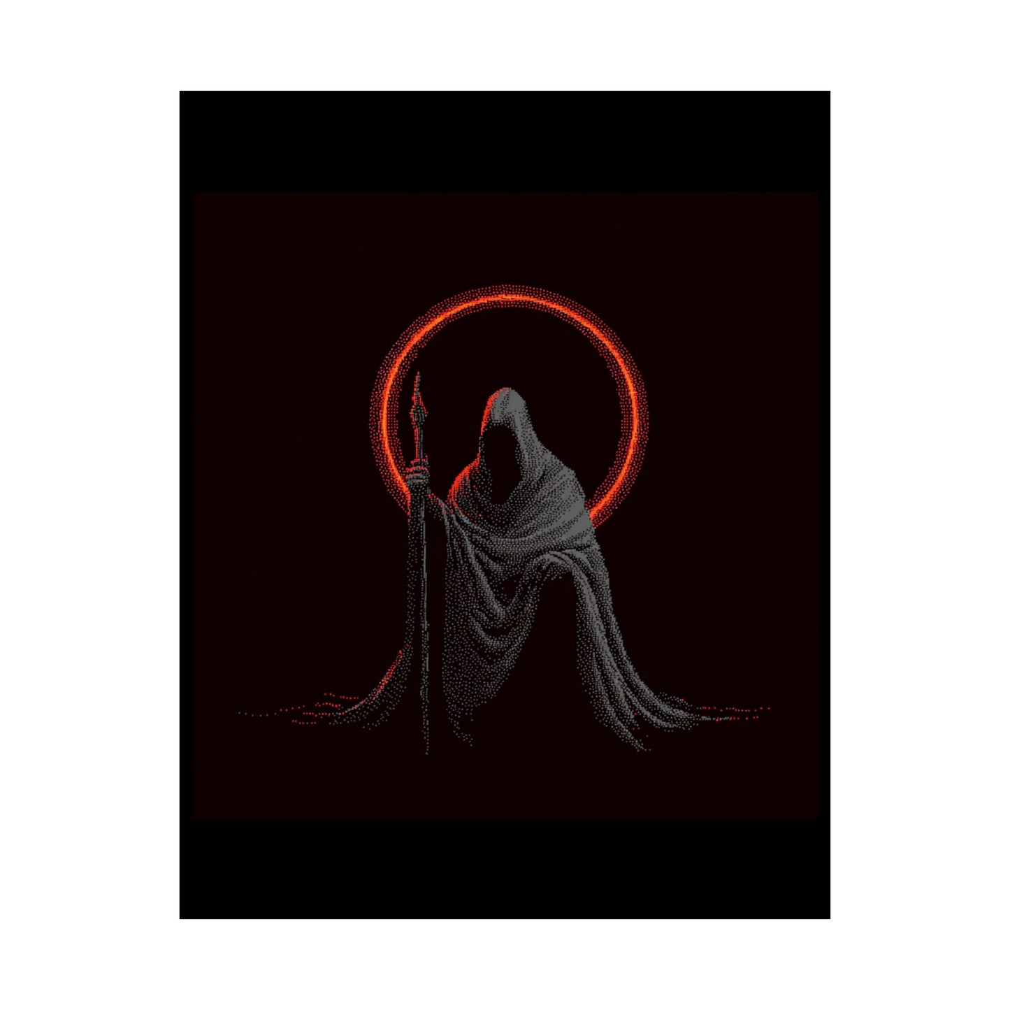 Eerie Matte Vertical Poster of Cloaked Figure, Dark Art Print, Gothic Wall Decor, Halloween Decor, Unique Gift Idea