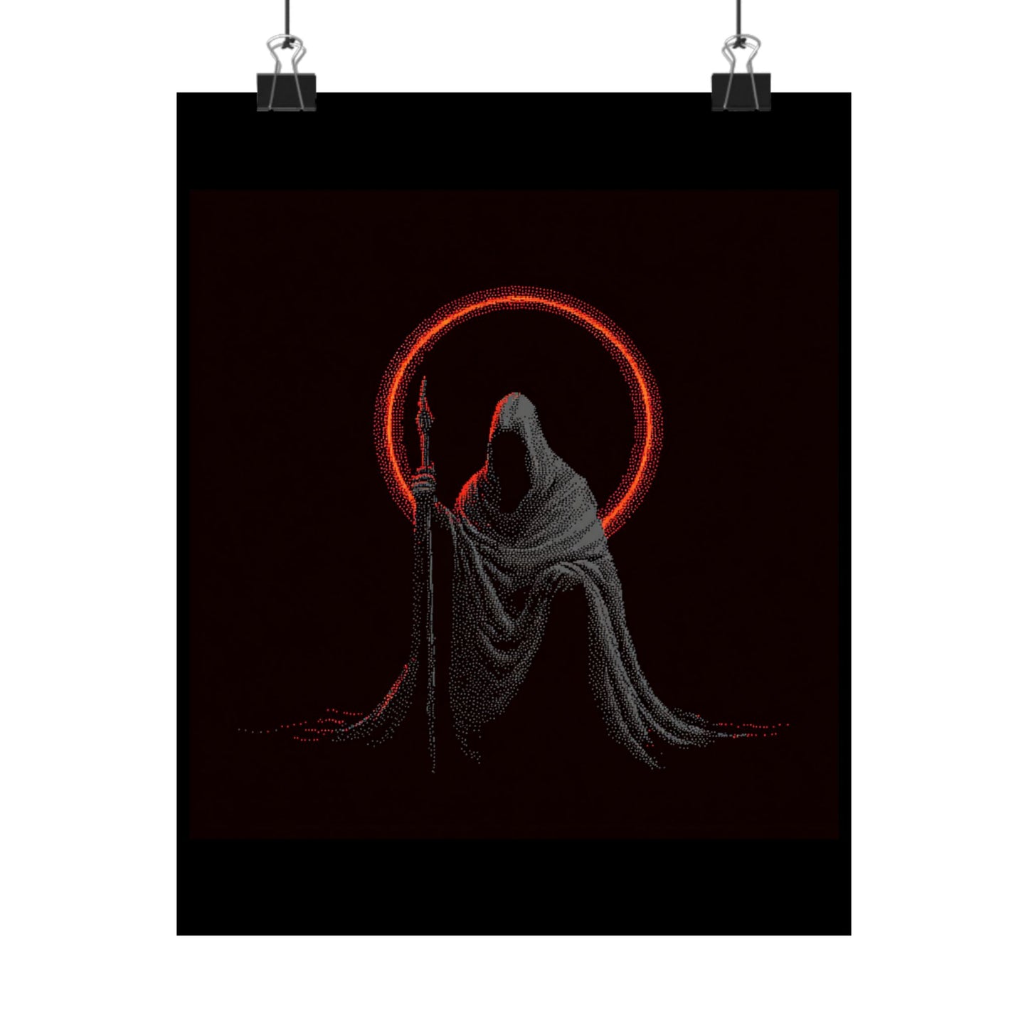 Eerie Matte Vertical Poster of Cloaked Figure, Dark Art Print, Gothic Wall Decor, Halloween Decor, Unique Gift Idea