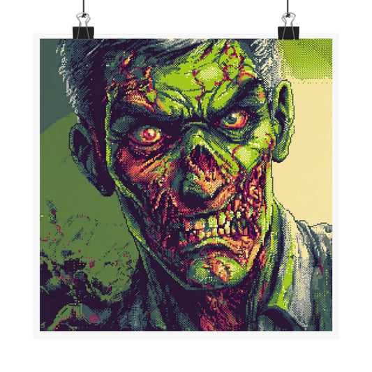 Zombie Art Matte Poster, Wall Decor for Horror Fans, Unique Gift for Halloween, Home Office Decor, Spooky Artwork