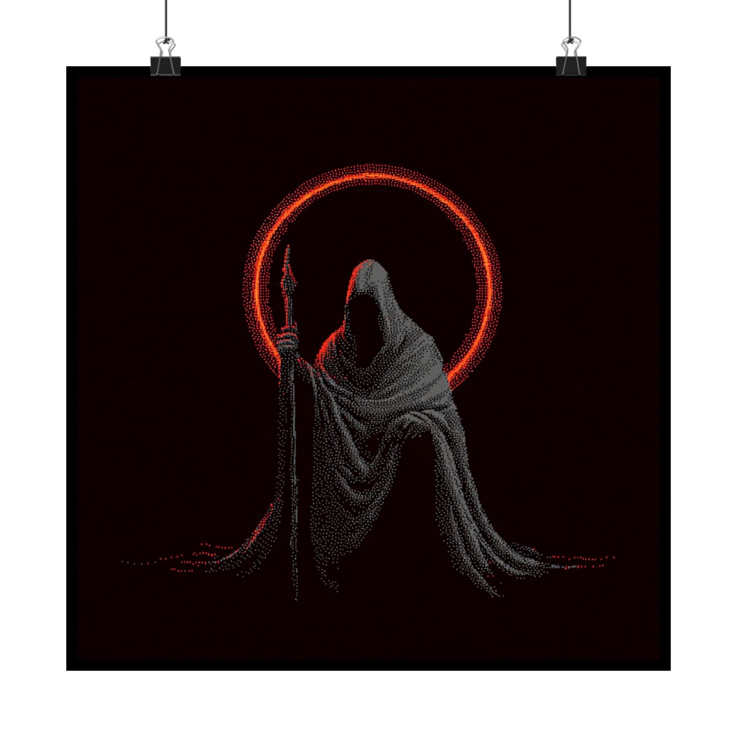 Eerie Matte Vertical Poster of Cloaked Figure, Dark Art Print, Gothic Wall Decor, Halloween Decor, Unique Gift Idea
