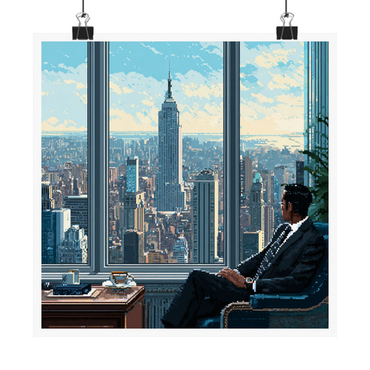 Cityscape Matte Vertical Poster, Wall Art Print, Contemporary Decor, New York Skyline Art, Office Wall Decor, Gift for Him