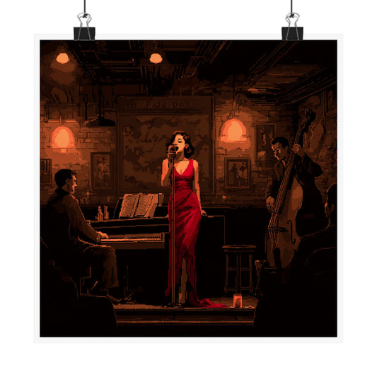 Elegant Jazz Bar Poster, Matte Vertical Wall Art, Vintage Home Decor, Gift for Music Lovers, Romantic Ambiance, Art Print