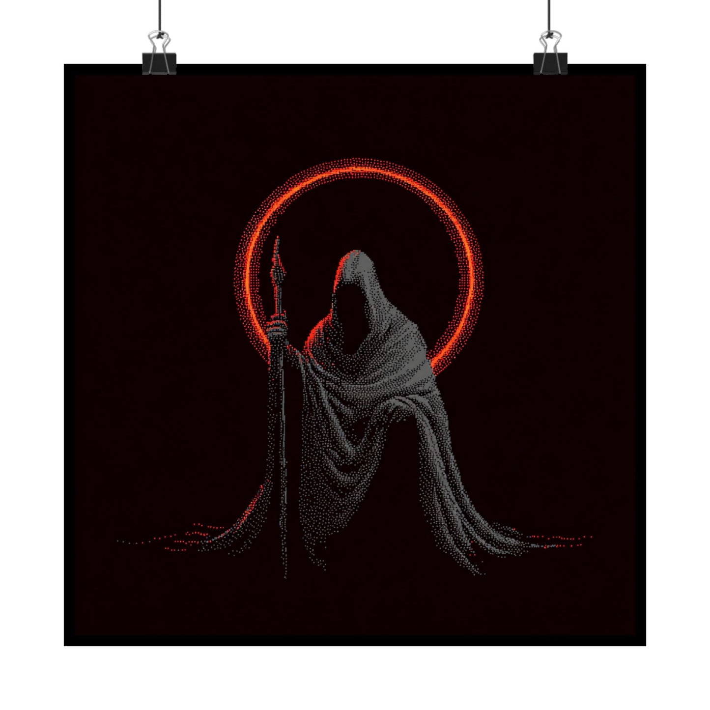 Eerie Matte Vertical Poster of Cloaked Figure, Dark Art Print, Gothic Wall Decor, Halloween Decor, Unique Gift Idea