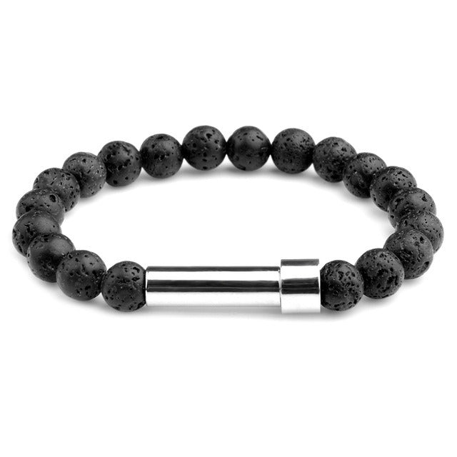 New Natural Stone Wishing Bracelet Tiger Eye Stone Lapis lazuli Stainless Steel Round Tube Knob Hand Chain with Wishing Paper