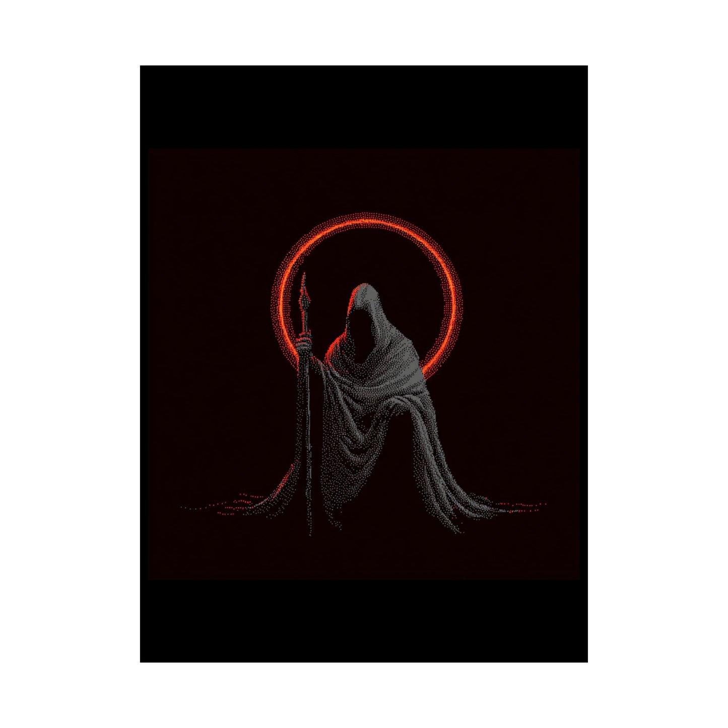Eerie Matte Vertical Poster of Cloaked Figure, Dark Art Print, Gothic Wall Decor, Halloween Decor, Unique Gift Idea