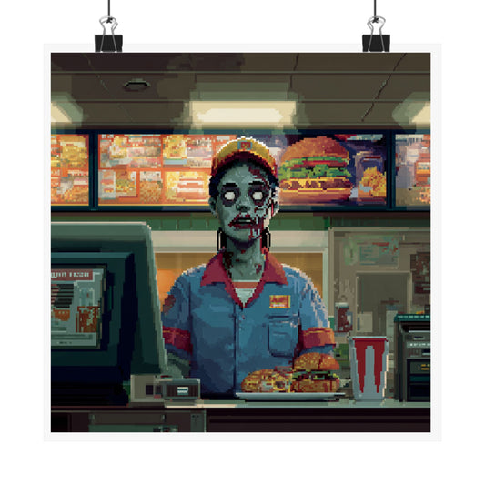 Zombie Fast Food Matte Vertical Posters, Spooky Home Decor, Halloween Wall Art, Vintage Gaming Artwork, Unique Gift Idea
