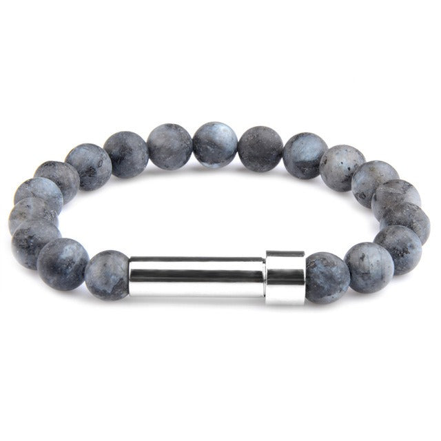 New Natural Stone Wishing Bracelet Tiger Eye Stone Lapis lazuli Stainless Steel Round Tube Knob Hand Chain with Wishing Paper
