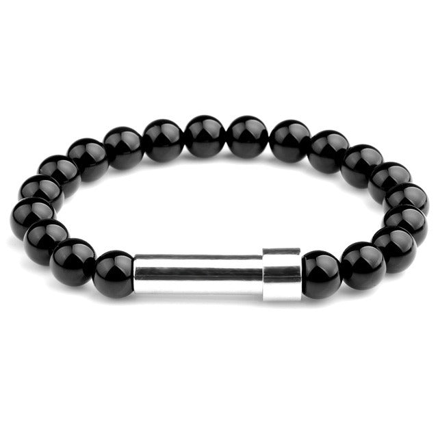 New Natural Stone Wishing Bracelet Tiger Eye Stone Lapis lazuli Stainless Steel Round Tube Knob Hand Chain with Wishing Paper