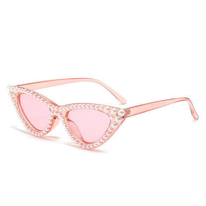 Pearl Cat's Eye High grade Fashion Versatile Street Shooting Sunglasses Y2K Spicy Girl Funny Personality Sunglasses
