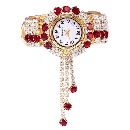 New Fashion Women's Full Diamond Alloy Fashion Watch Creative Tassel Quartz Bracelet Watch Women's Style