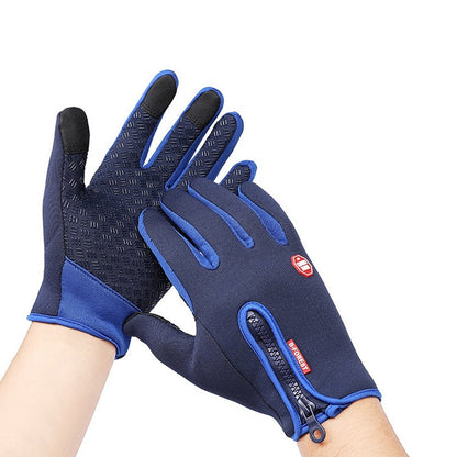 Outdoor cycling warm gloves, autumn and winter touch screen, anti slip, waterproof, windproof, fleece climbing riding gloves