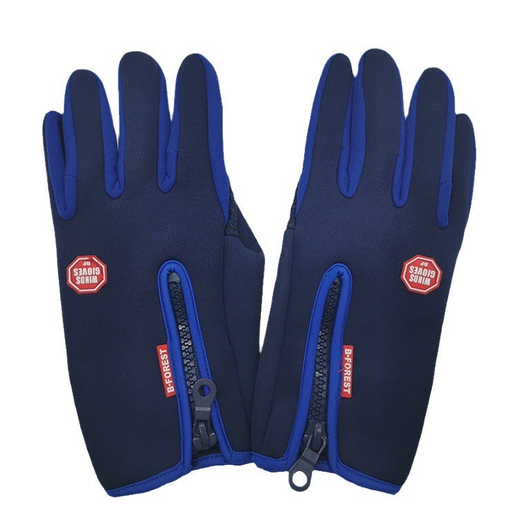 Outdoor cycling warm gloves, autumn and winter touch screen, anti slip, waterproof, windproof, fleece climbing riding gloves