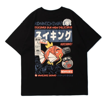 Vintage Japan Kanji Cartoon Fun Graphic T Shirts_yy