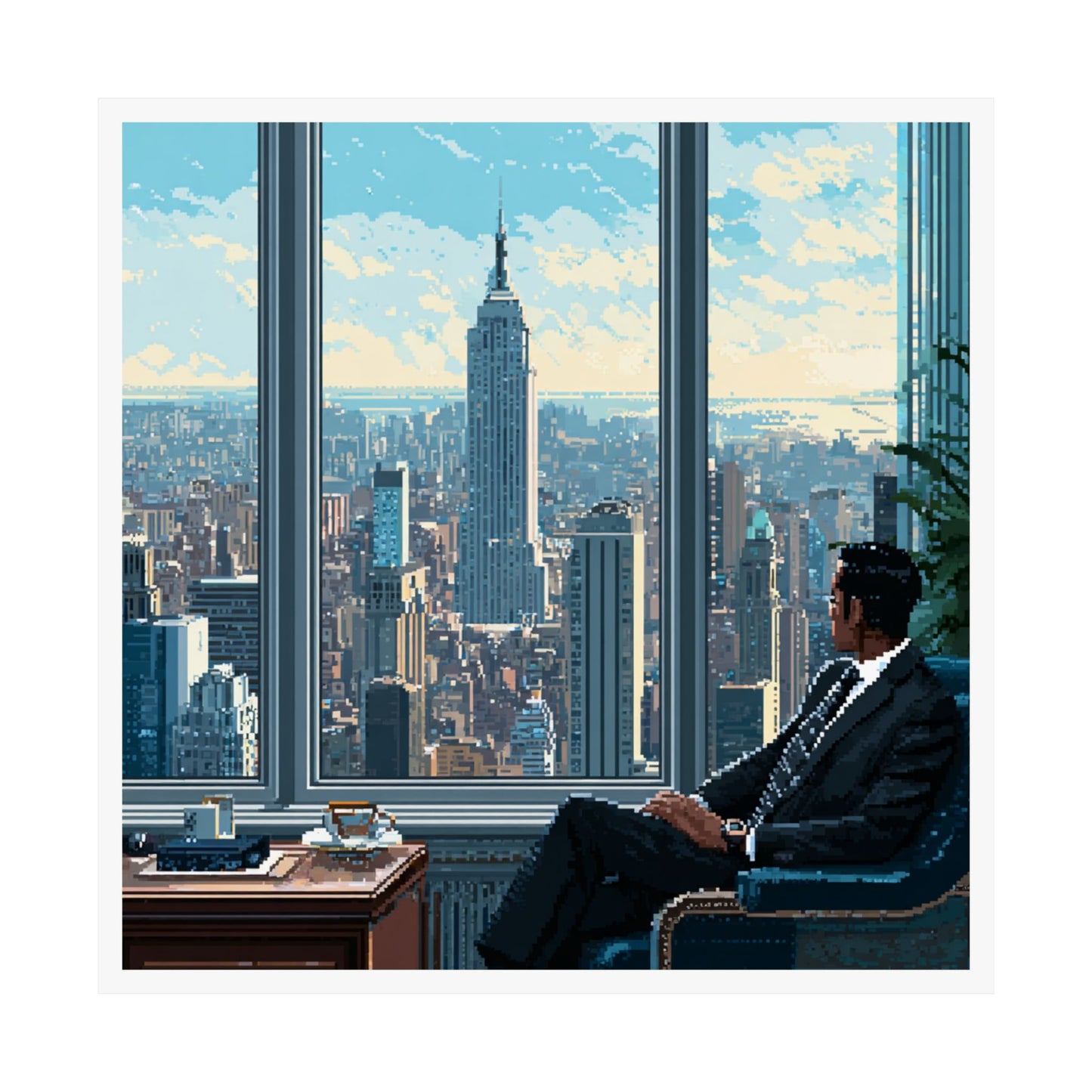 Cityscape Matte Vertical Poster, Wall Art Print, Contemporary Decor, New York Skyline Art, Office Wall Decor, Gift for Him