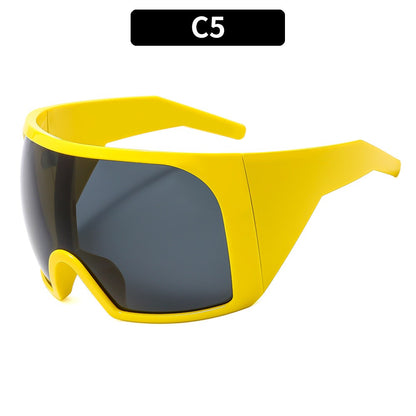 New large frame connected outdoor sun protection, cycling sports, windproof sunglasses, European and American fashion, personalized sunglasses