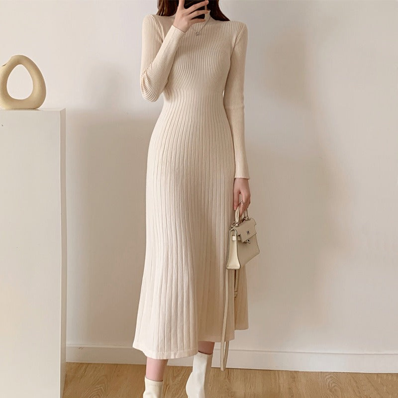 Mid length knee length dress sweater