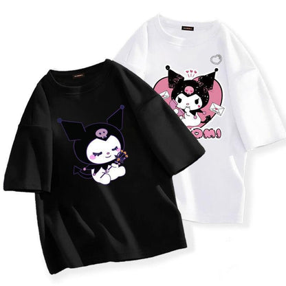 Kawaii Sanrio Kuromi T-shirt Cute Anime Cartoon Lovers' Pure