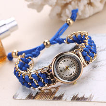 New small dial with diamond inlay Women's woven rope watch Women's creative fashion retractable rope quartz watch