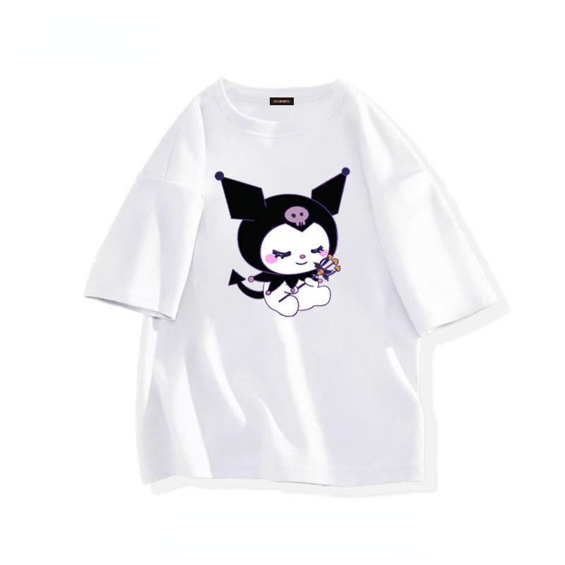 Kawaii Sanrio Kuromi T-shirt Cute Anime Cartoon Lovers' Pure