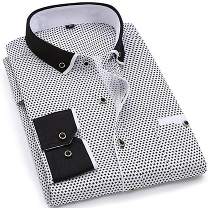 Men Fashion Casual Long Sleeved Printed shirt Slim Fit Male Social Business Dress Shirt Brand Men Clothing Soft Comfortable
