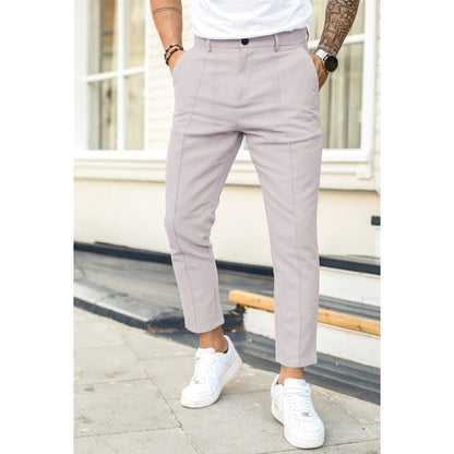 Men's double line solid color casual trousers