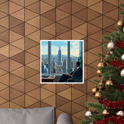 Cityscape Matte Vertical Poster, Wall Art Print, Contemporary Decor, New York Skyline Art, Office Wall Decor, Gift for Him