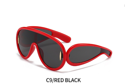 Cool new European and American network red with the same one-piece large frame toad glasses sunglasses