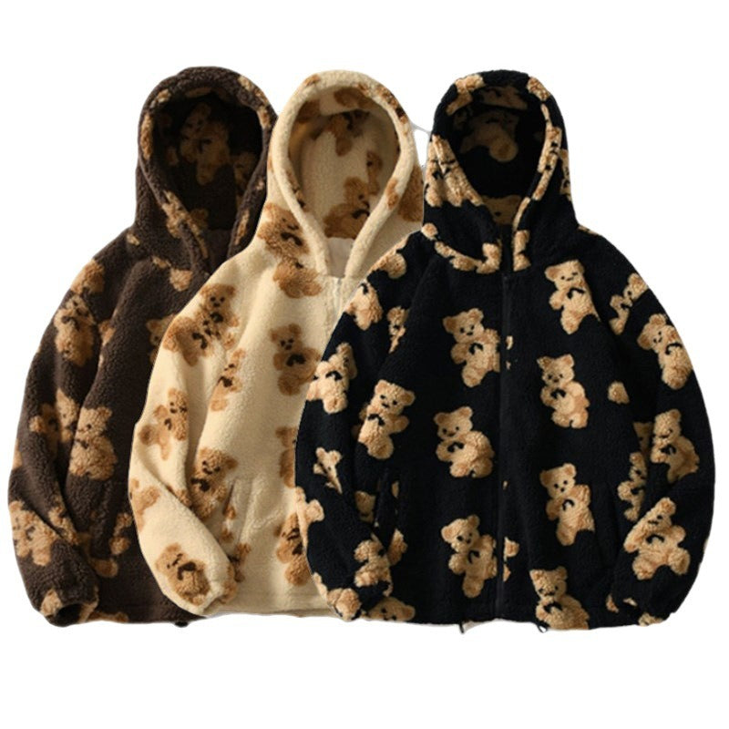 Bear Zipper Plush Sweater