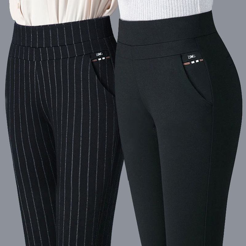 Elastic high waisted casual pants