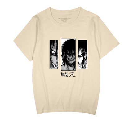 Japanese anime Attack on Titan graphic printed T-shirt pure cotton street Harajuku summer fashion men's and women's tops