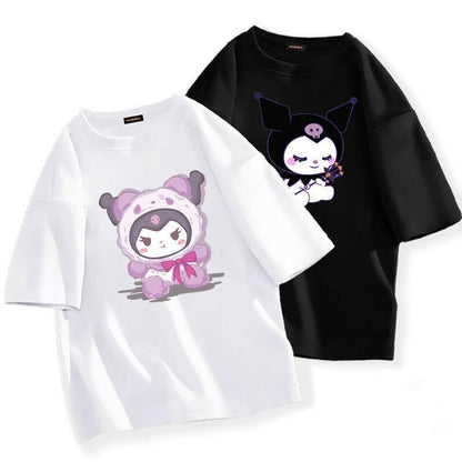 Kawaii Sanrio Kuromi T-shirt Cute Anime Cartoon Lovers' Pure