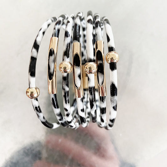 Alloy leopard magnet buckle leather bracelet