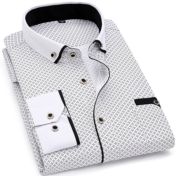 Men Fashion Casual Long Sleeved Printed shirt Slim Fit Male Social Business Dress Shirt Brand Men Clothing Soft Comfortable