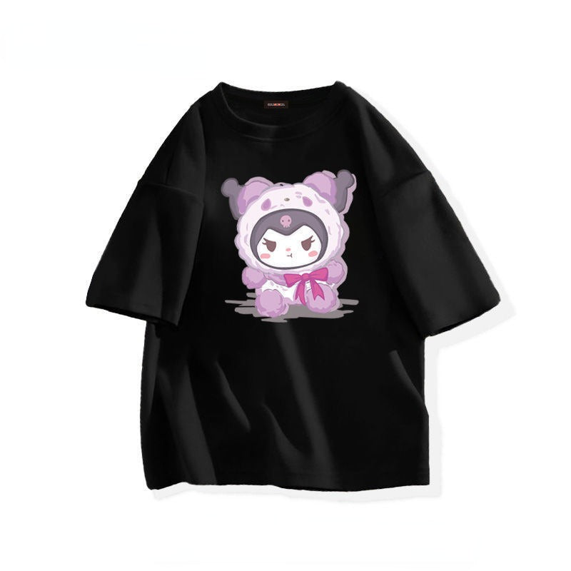 Kawaii Sanrio Kuromi T-shirt Cute Anime Cartoon Lovers' Pure