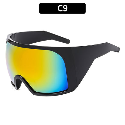 New large frame connected outdoor sun protection, cycling sports, windproof sunglasses, European and American fashion, personalized sunglasses