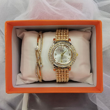 2 Piece Diamond Embedding Fashion Women's Watch