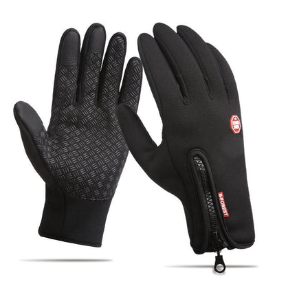 Outdoor cycling warm gloves, autumn and winter touch screen, anti slip, waterproof, windproof, fleece climbing riding gloves