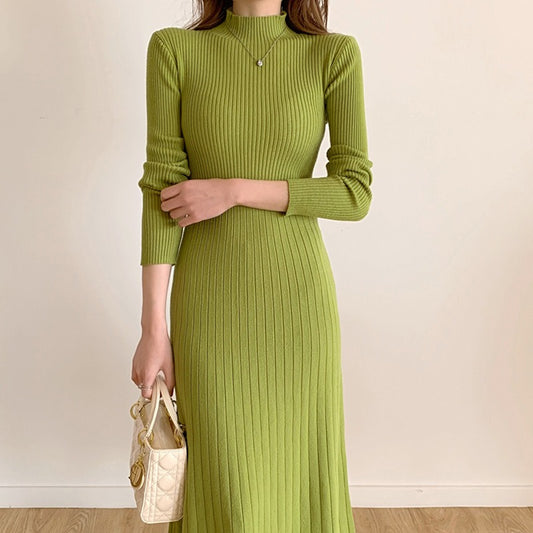 Mid length knee length dress sweater