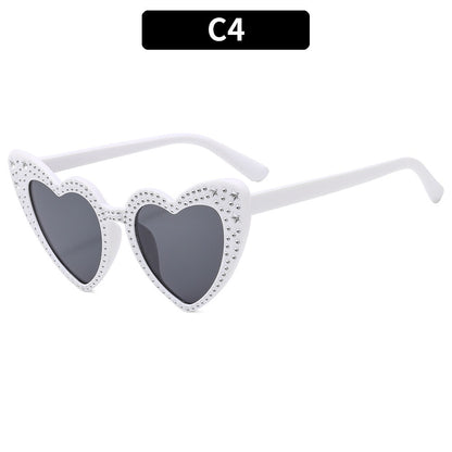 Diamond Heart Fashion Love Sunglasses for Women Y2K Spicy Girls Personalized Heart Shaped Trendy Sunglasses