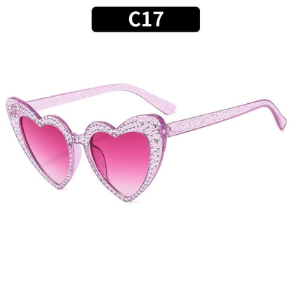 Diamond Heart Fashion Love Sunglasses for Women Y2K Spicy Girls Personalized Heart Shaped Trendy Sunglasses