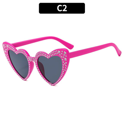 Diamond Heart Fashion Love Sunglasses for Women Y2K Spicy Girls Personalized Heart Shaped Trendy Sunglasses