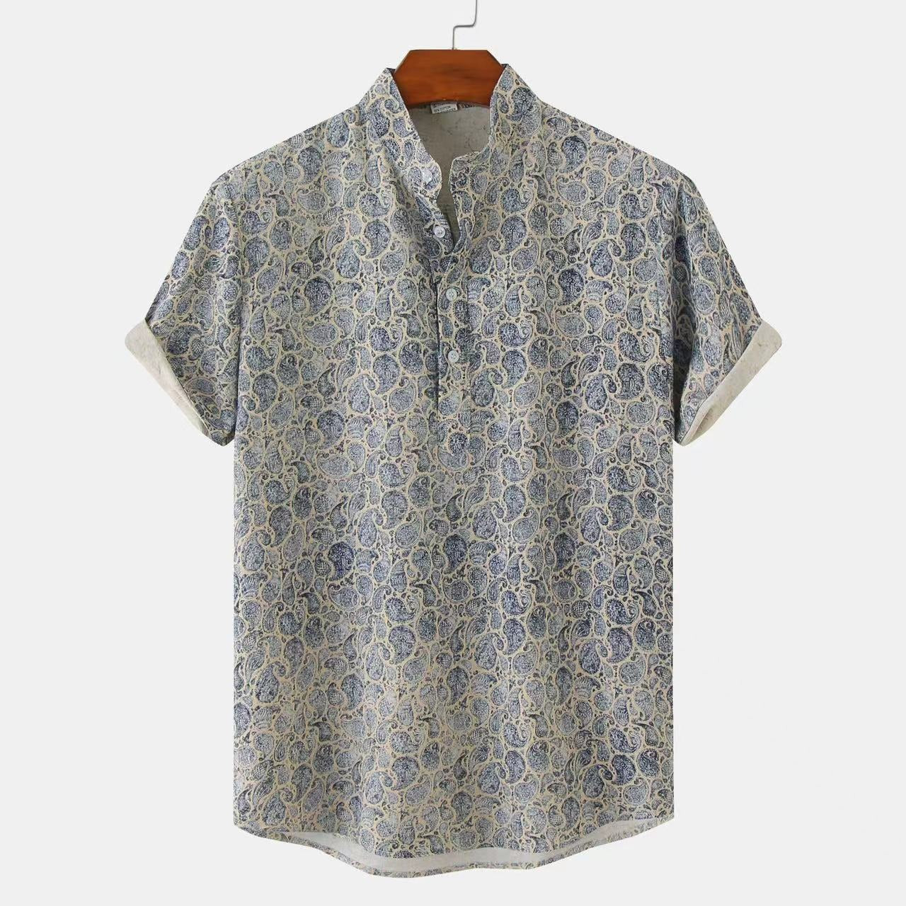 New Summer Floral Beach Short Sleeved Shirt In European and American Sizes, Summer Camouflage Printed Shirt For Men
