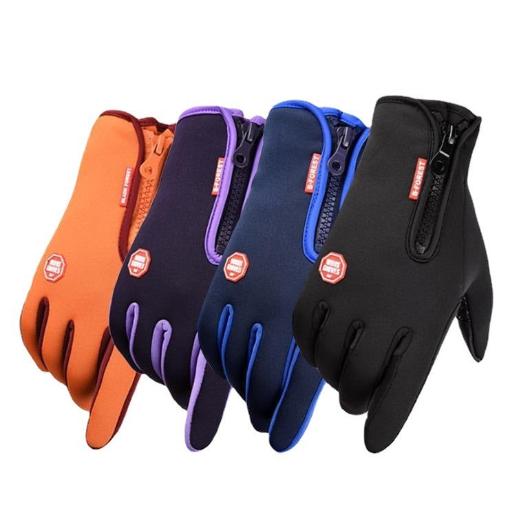 Outdoor cycling warm gloves, autumn and winter touch screen, anti slip, waterproof, windproof, fleece climbing riding gloves