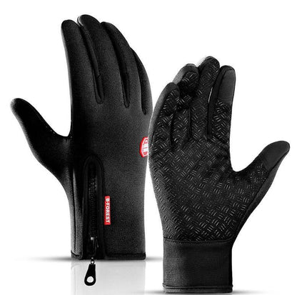 Outdoor cycling warm gloves, autumn and winter touch screen, anti slip, waterproof, windproof, fleece climbing riding gloves