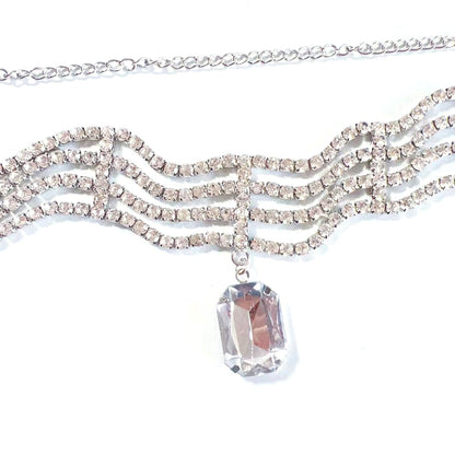 Elegant retro row diamond choker exaggerated light luxury fashion small cold wind necklace woman