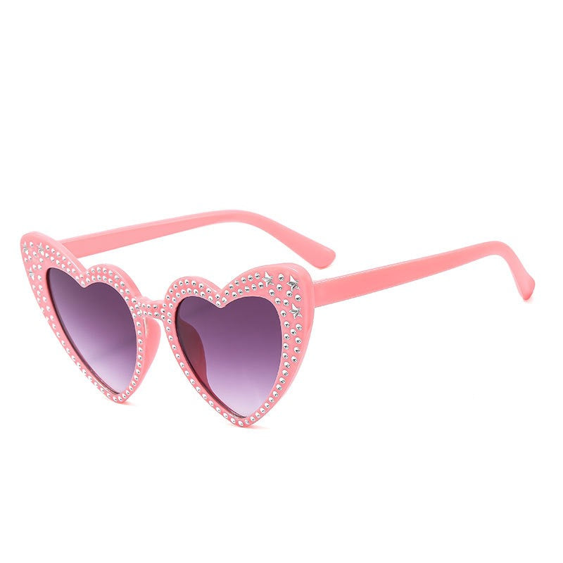 Diamond Heart Fashion Love Sunglasses for Women Y2K Spicy Girls Personalized Heart Shaped Trendy Sunglasses